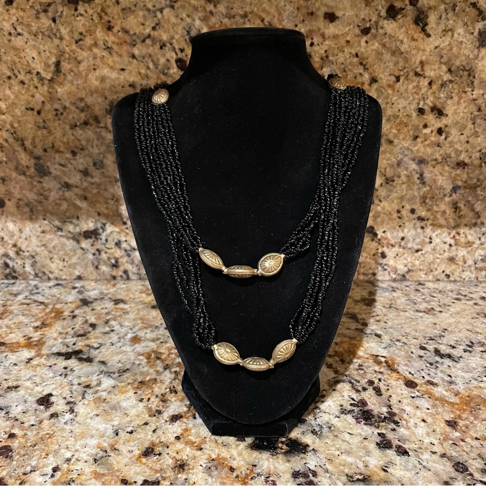 Elegant Black and Gold Beaded Necklace